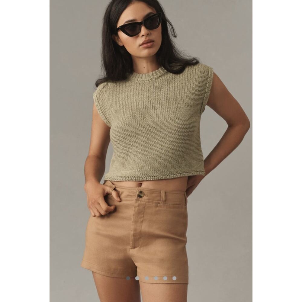 Anthropologie MAEVE The Ettie Shorts Pitched Linen Edition in Beige 30 NWT $88